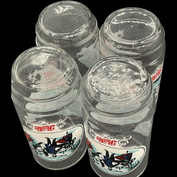 Pepsi Cola Soda Winter Scene Clear Skating Victorian 1980s Drinking Glasses - Picture 10 of 12